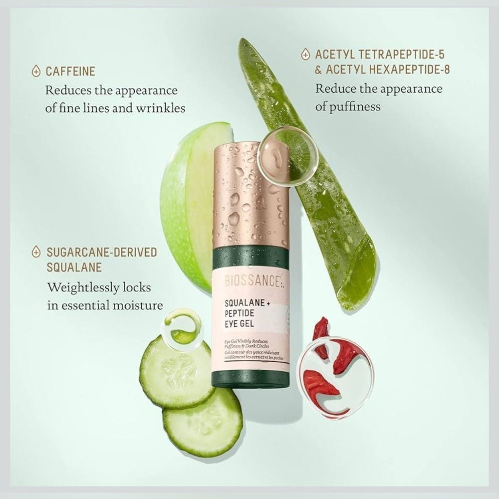 Biossance Squalane + Peptide Eye Gel Full Size Dark Circles Puffiness Hydrating - Picture 3 of 6